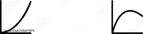 Two simple line graph icons abstract curve shapes for data 