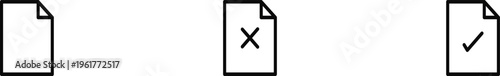 Document icons with checkmark and cross simple vector 