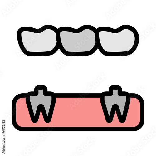 Dental Bridge Vector Filled Icon Design