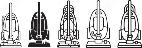 set of five vacuum cleaners flat design vector illustration isolated on white background