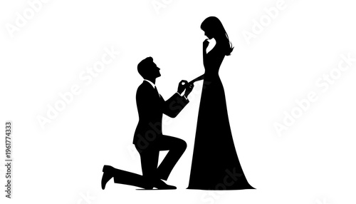 silhouette of bride and groom