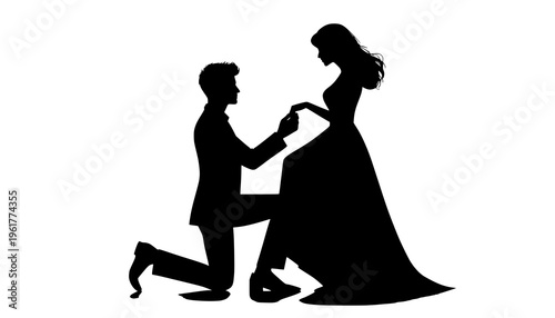 silhouette of bride and groom