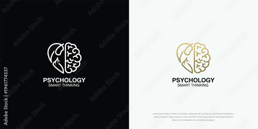 Fototapeta premium Psychology Logo with Heart and Brain Concept - Mind and Emotion Balance