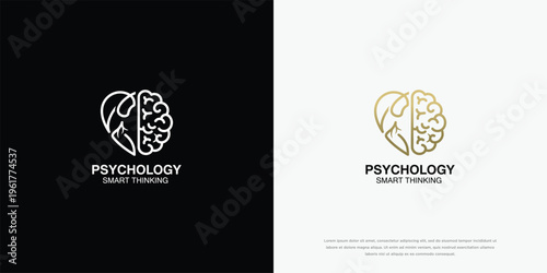 Psychology Logo with Heart and Brain Concept - Mind and Emotion Balance