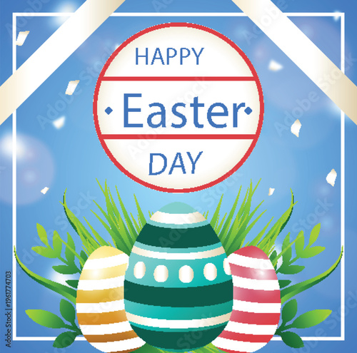 Decorative happy easter wishes background for social post