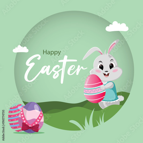 Decorative happy easter wishes background for social post