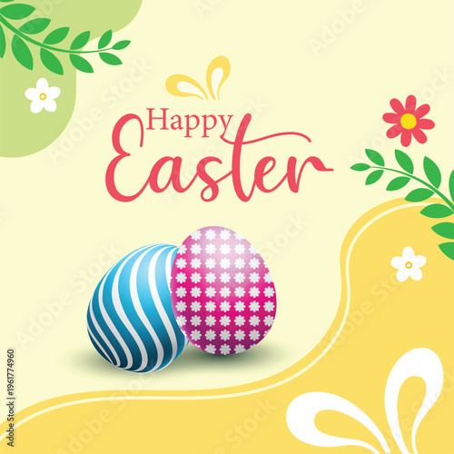 Decorative happy easter wishes background for social post