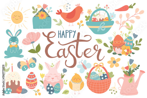 Decorative happy easter wishes background for social post