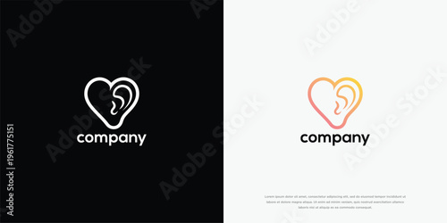 Minimalist Heart and Ear Logo Design for Hearing and Love Concepts