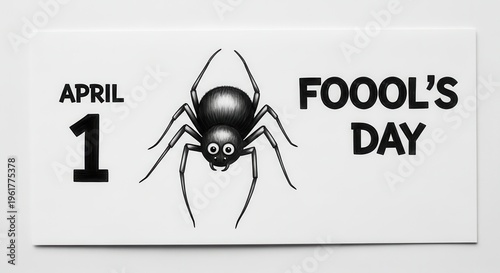 Cute Spider Cartoon theme Funny Prank Illustration design April Fools Day concept Minimalist Typography april fools Wallpaper Background image