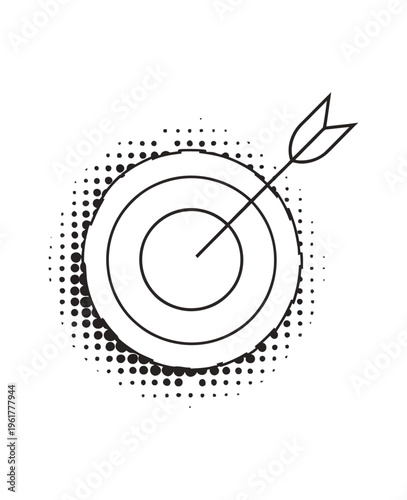 Vector of a bullseye target with an arrow hitting the center