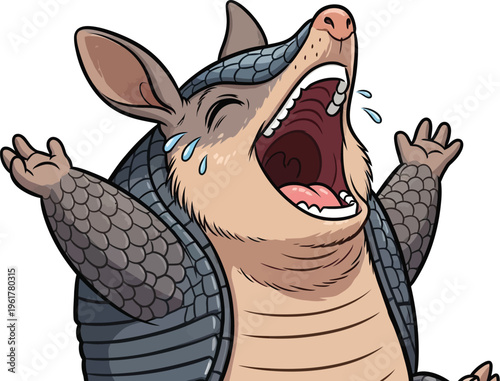 Cartoon Armadillo Screaming in Frustration or Anger