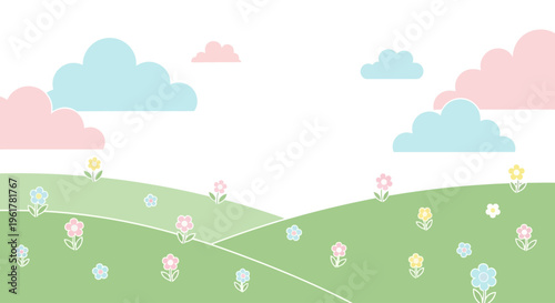 Colorful Sheep Grazing on Green Hills.