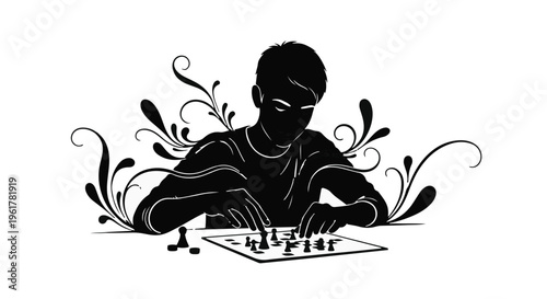 Young person intensely focused on playing a strategic game of chess