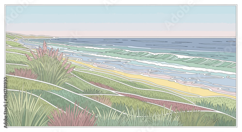 Grasses on a Sandy Beach Shore.