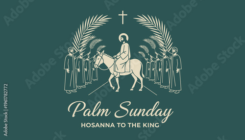 Good Friday illustration featuring three crosses, one with a crown of thorns, set against a sunset mountain landscape.