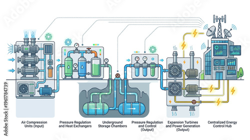 Industrial process diagram with multiple systems.