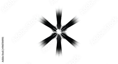 Abstract radiating light effect with black brush strokes on white background