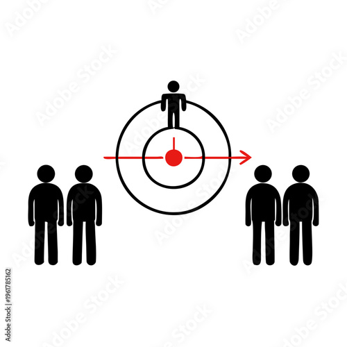 Target audience selection with focus and segmentation strategy icon