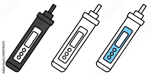 Digital Medical Thermometer Pen Vector Icon Set for Health and Temperature