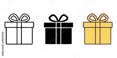 Gift Box Present Vector Icon Set Variations for Rewards and Celebrations