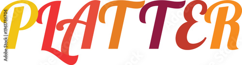 Platter multicolor hand-drawn calligraphic text in different colors on transparent checkered background.