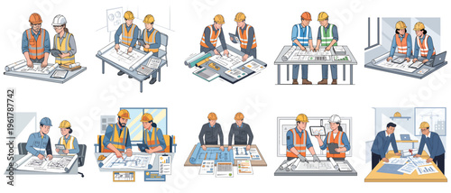 Construction Engineers Reviewing Blueprints