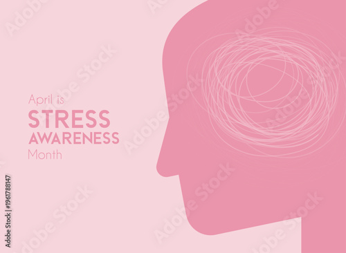 April is Stress Awareness Month. Abstract Vector Illustration for April Mental Health Campaign, Anxiety Prevention, and Psychological Wellness.