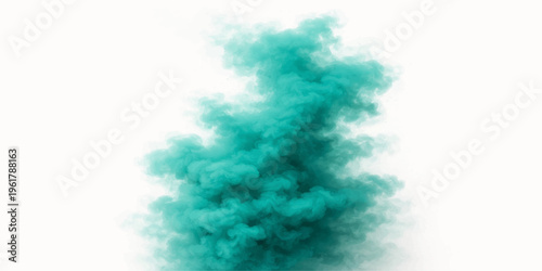 Beautiful blue smoke abstractly swirls like a bright winter cloud against a white paper texture background, creating a serene atmosphere of light and air