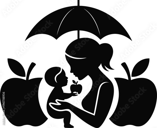 Mother Baby Protection Umbrella Apple Care Love Nutrition Safety Nurture
