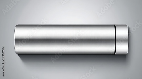 Polished stainless steel cylinder with brushed texture and soft light reflections