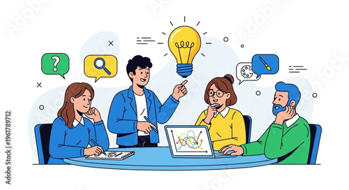 Team Brainstorming Session - Collaborative Idea Generation and Problem Solving.