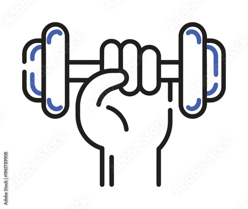Vector of a hand holding a barbell weight for fitness and strength training