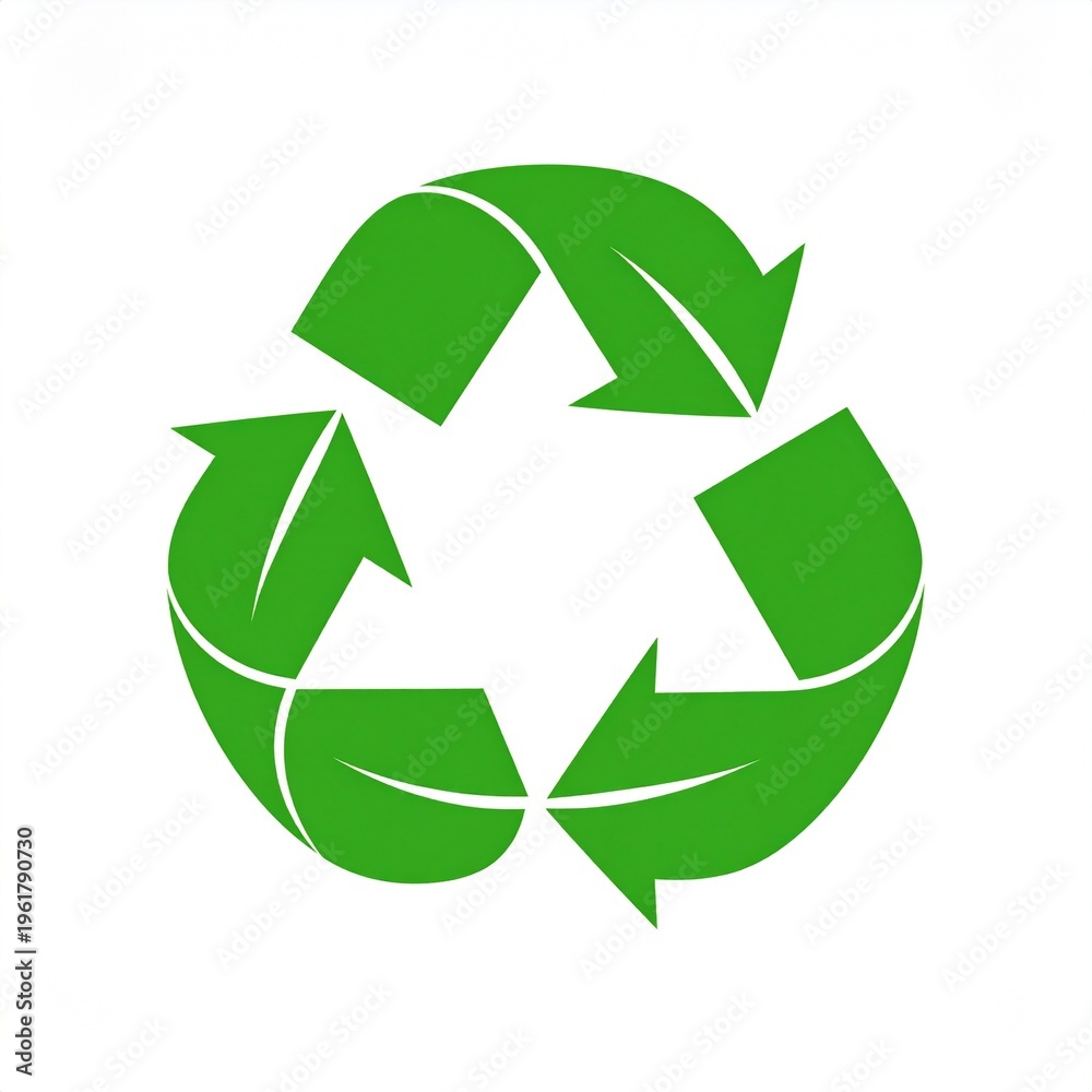 Fototapeta premium 3D green recycling symbol loop with white arrows for sustainability concept