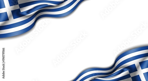Waving greek flag on white background