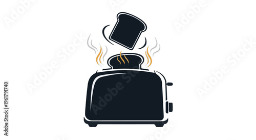 Fresh toast popping out of a stylish retro toaster, ready for breakfast.