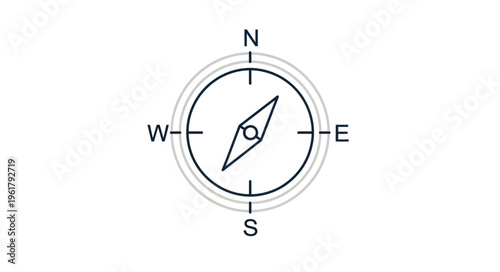 Compass Rose Illustration - Navigational Tool for Direction and Orientation.
