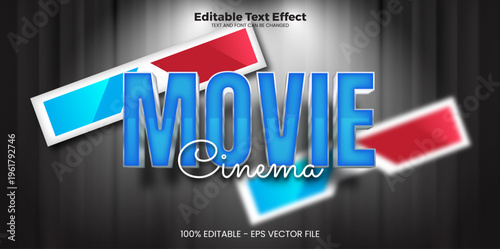 Movie Cinema editable text effect in modern trend style