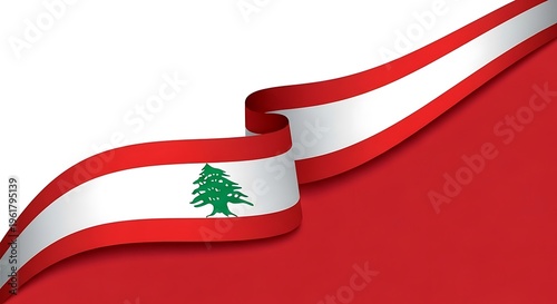 The lebanese flag waving in the wind