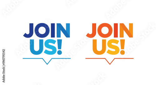 A group of people holding signs that say Join Us in a modern graphic design