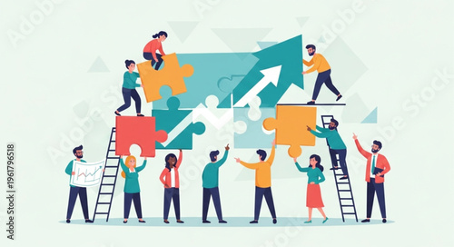 Teamwork and Collaboration - People Assembling Puzzle Pieces for Success.