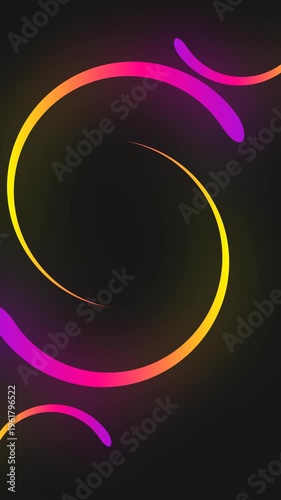 Geometric Lines Colorful Swirls on Dark Background 