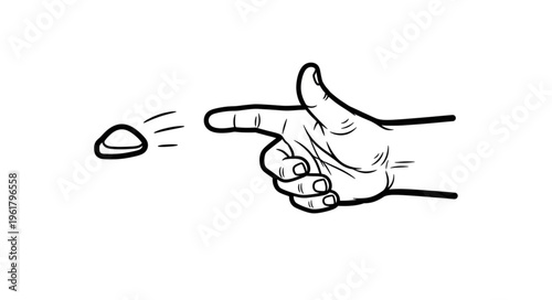 Hand Flicking a POG - A Nostalgic Game Illustration.