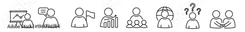 Simple line icon business presentation communication leadership growth teamwork mentoring coaching guidance question training meeting collaboration partnership support adviser manager employee