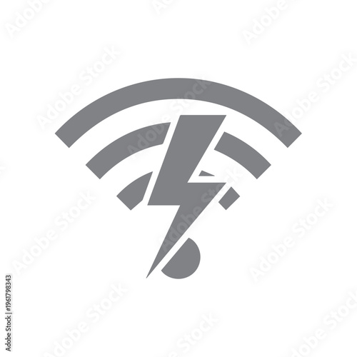 Gray icon representing high-speed wireless internet connection featuring a lightning bolt graphic inside signal bars.