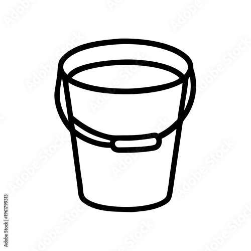 Isolated vector illustration of an empty plastic pail and metal water bucket for waste recycling