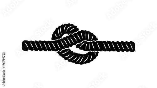 rope knot, black isolated silhouette