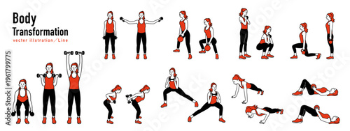 Body Transformation. A woman doing weight training.