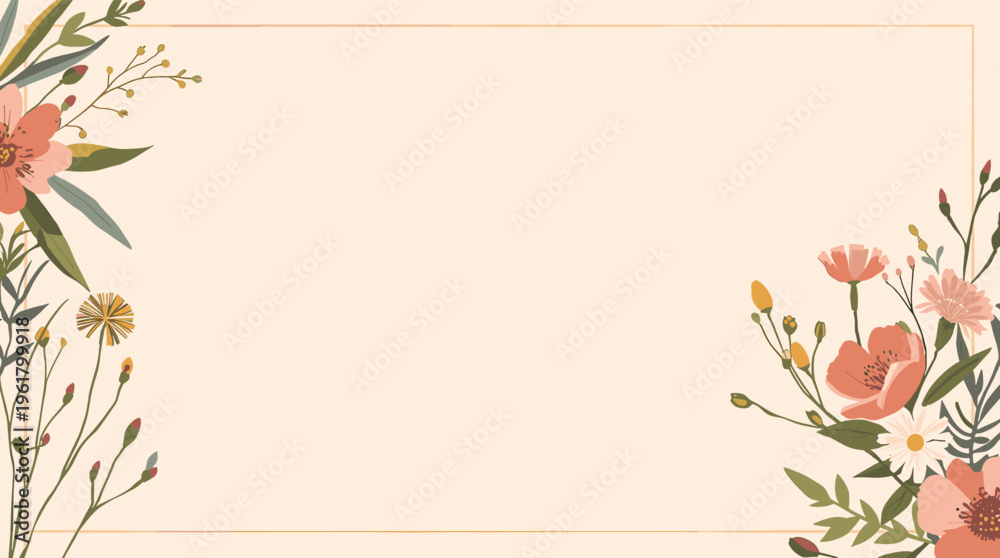 Fototapeta premium A serene and modern illustration of branches with buds, perfect for design and decor applications.