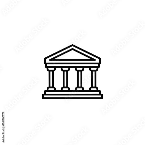 Minimalist vector of a classical building with columns and a triangular roof